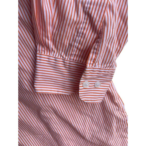 Mili Designs Women’s Button Up Shirt Orange Striped Parrots Appliqué Jewel LARGE - Picture 7 of 11